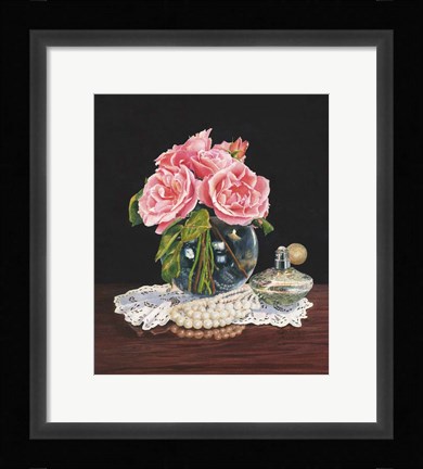 Framed Roses, Perfume and Lace Print