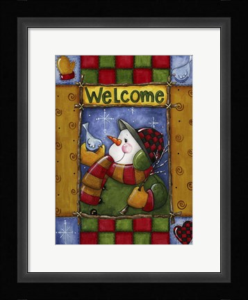 Framed Woodland Snowman Print