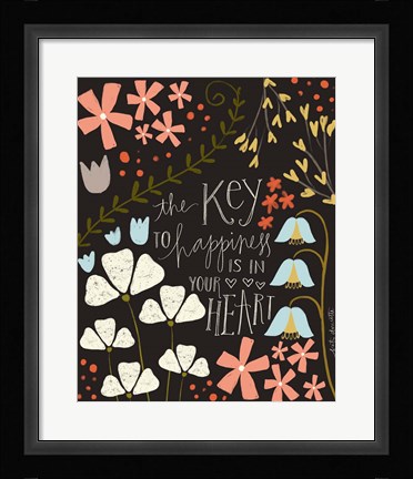 Framed Key to Happiness Print