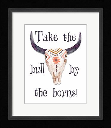 Framed Bull by the Horns Print