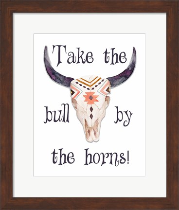 Framed Bull by the Horns Print