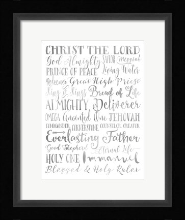 Framed Silver Names of God Print