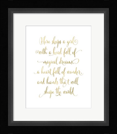 Framed Here Sleeps a Girl Print