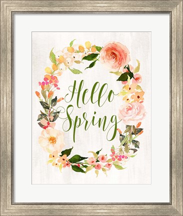 Framed Hello Spring Wreath II Print