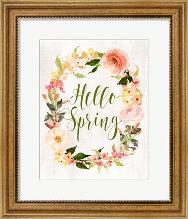 Framed Hello Spring Wreath II Print