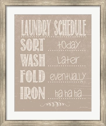 Framed Laundry Schedule - Beige Print
