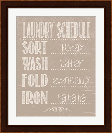 Framed Laundry Schedule - Beige Print