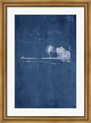 Framed Navy Beach Palm II Print