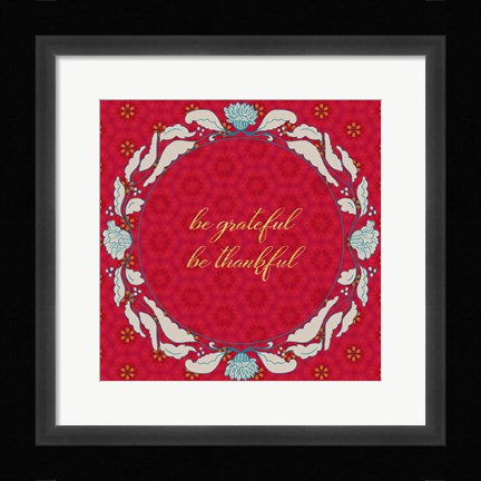 Framed Lotus Motif Wreath Print