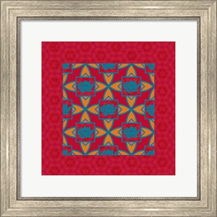 Framed Lotus Tile Colored II Print