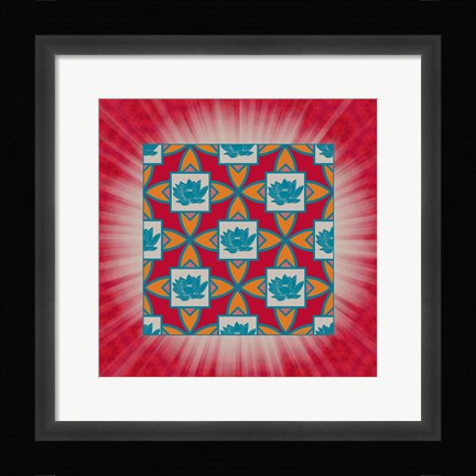 Framed Lotus Tile Colored Print