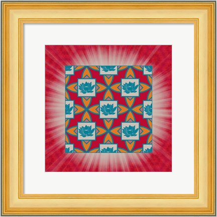 Framed Lotus Tile Colored Print