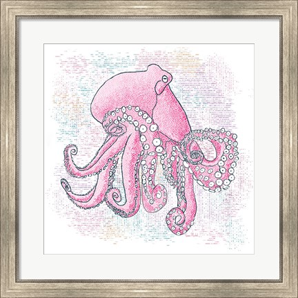 Framed Octopus Hot Pink Print