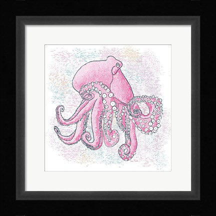Framed Octopus Hot Pink Print