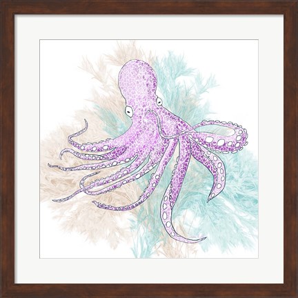 Framed Octopus Purple Print