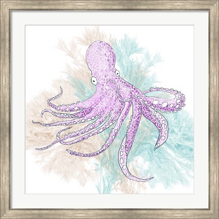 Framed Octopus Purple Print