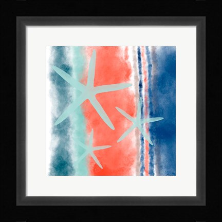 Framed Starfish Stripes Print