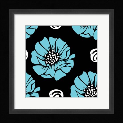 Framed Bold Turquoise Flower I Print