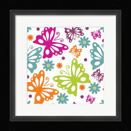 Framed Butterflies and Blooms Lively II Print