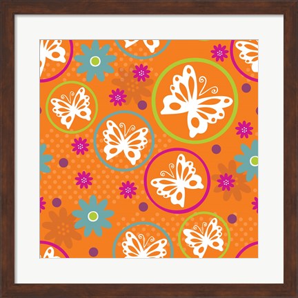 Framed Butterflies and Blooms Lively V Print