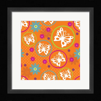 Framed Butterflies and Blooms Lively V Print
