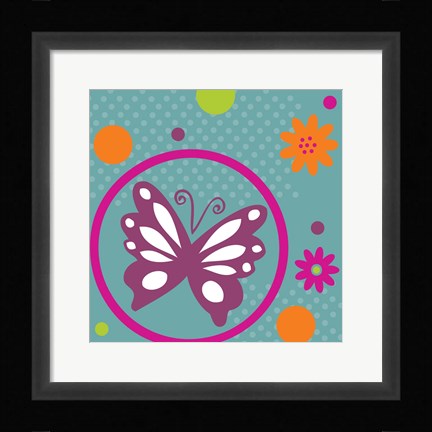 Framed Butterflies and Blooms Lively VII Print