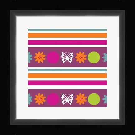 Framed Butterflies and Blooms Lively VIII Print