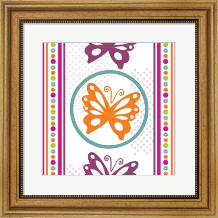Framed Butterflies and Blooms Lively IX Print