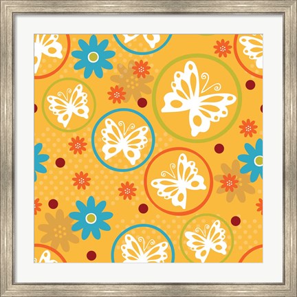 Framed Butterflies and Blooms Playful V Print