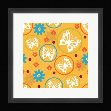 Framed Butterflies and Blooms Playful V Print