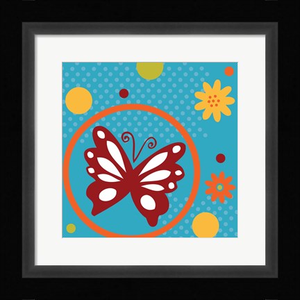 Framed Butterflies and Blooms Playful VII Print