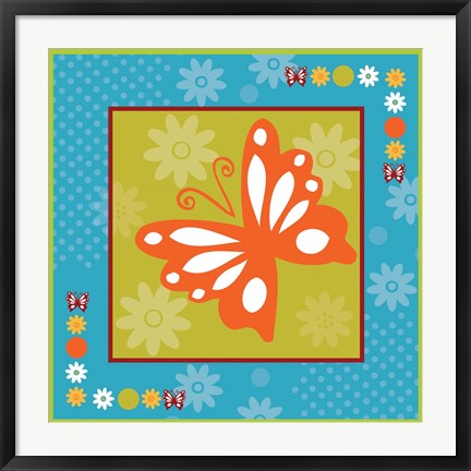 Framed Butterflies and Blooms Playful XII Print