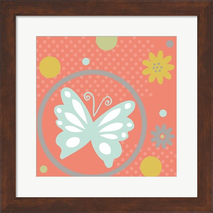Framed Butterflies and Blooms Tranquil VII Print