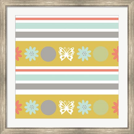 Framed Butterflies and Blooms Tranquil VIII Print