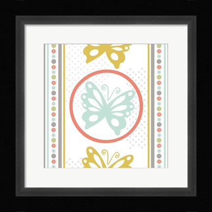 Framed Butterflies and Blooms Tranquil IX Print