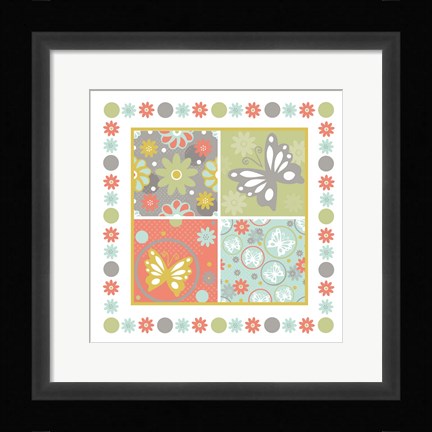 Framed Butterflies and Blooms Tranquil X Print
