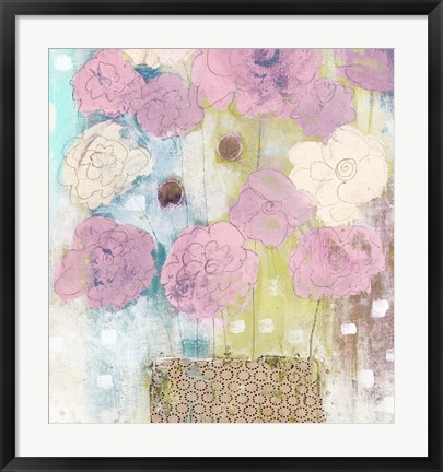 Framed Lavender and Lime Flowers in Vase Print