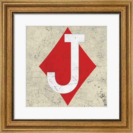 Framed Jack of Diamond Antique Print