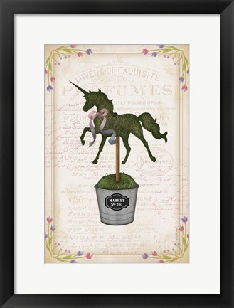 Framed Topiary Unicorn I Print