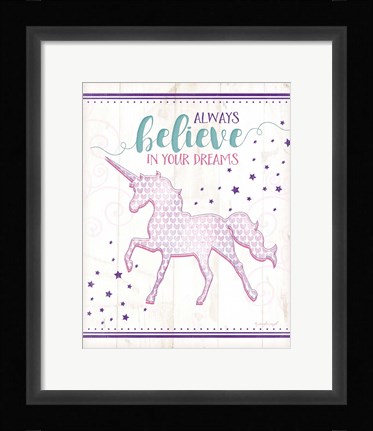 Framed Believe Unicorn Print