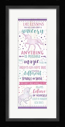 Framed Life Lessons from a Unicorn Print