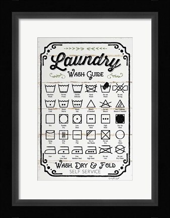 Framed Laundry Wash Guide Print