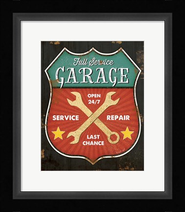 Framed Full Service Garage Print