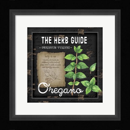 Framed Herb Guide Oregano Print