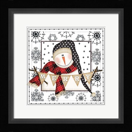 Framed Snowman Snowflake II Print