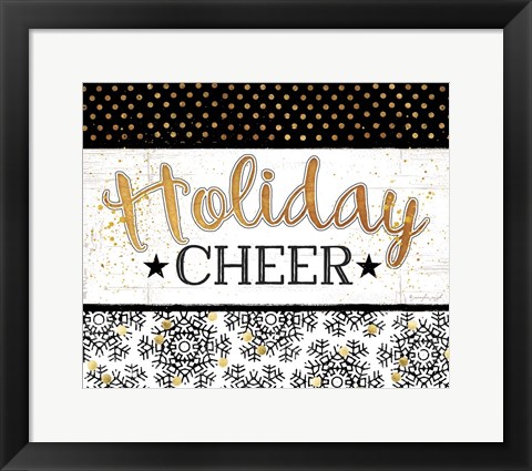 Framed Holiday Cheer - Black &amp; Gold Print