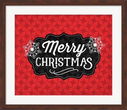 Framed Merry Christmas (Black &amp; Red) Print