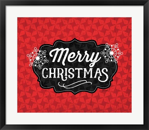 Framed Merry Christmas (Black &amp; Red) Print