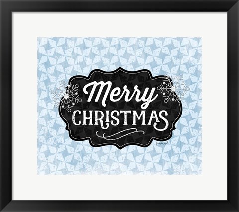 Framed Merry Christmas Blue Print