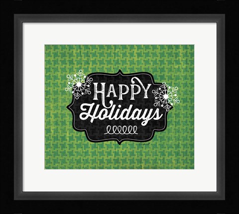 Framed Happy Holidays - Green Print